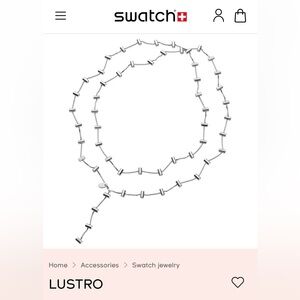 Swatch Lustro Silver Chain Necklace Y2K Rhinestone Stainless Steel, Versatile